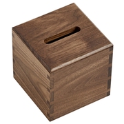 喜起黑胡桃实木卷筒纸巾盒，木质纸巾收纳盒，纸巾筒抽纸盒正方形