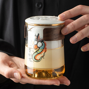 创意龙年便携式茶水，分离旅行茶具一壶三杯带陶瓷内胆户外泡茶套装