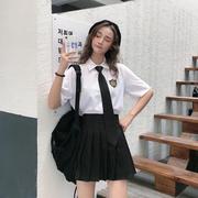 商场cosplay女装学院风百褶裙套装女夏宽松衬衫女学生韩版制服制