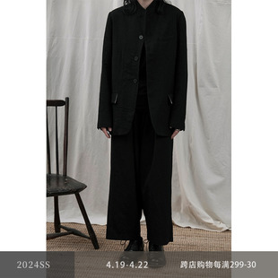 toughsen日本进口纯羊毛肌理，手缝线立领，复古休闲宽松黑西装外套