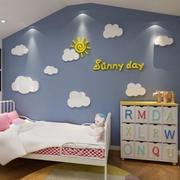 儿童房墙贴云朵3d立体画儿童房间布置女孩公主卧室床头背景贴纸