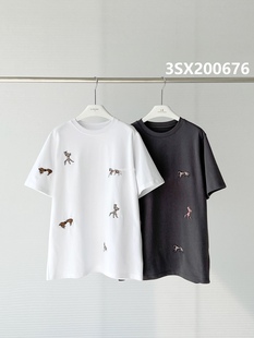 韩国PH23刺绣圆领大版短袖休闲T恤时尚小马情侣衫