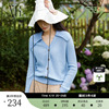 xg雪歌个性领口长袖毛针织衫，2023秋季灰蓝色，羊毛开衫外套女装