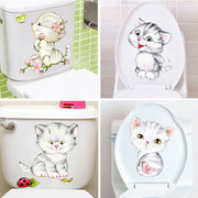 创意厕所可移除猫咪马桶，贴防水自粘卫生间贴画，可爱卡通装饰墙贴纸