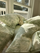 法式复古绿全棉床上四件套，纯棉1.5m1.8米公寓被套床单宿舍三件套