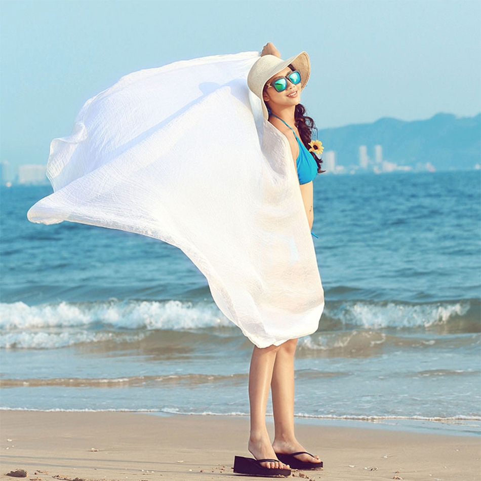 纯色超大裹纱围纱丝巾沙滩巾沙滩裙海滩比基尼泳衣披纱专用纱巾女