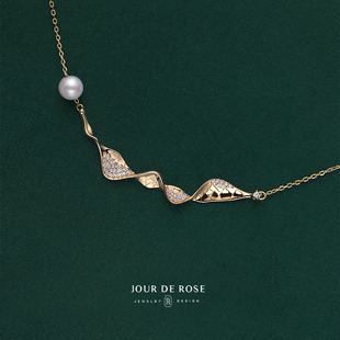《山与影》 原创设计复古纯银天然珍珠锁骨项链简约气质个性女仙