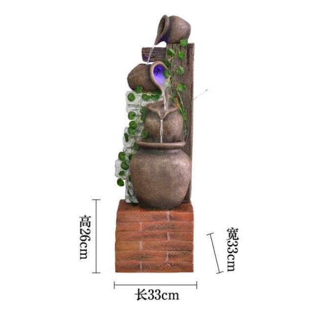 庭院装饰花园摆设老式陶罐，日式水景复古莫奈花园阳台布置流水