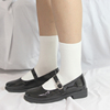 日系纯色女棉短袜子学生袜jk制服，奶白半截小腿中筒靴袜潮堆堆袜