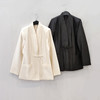 新中式国风盘扣黑色羊毛西装女春秋高级感气质白色修身外套