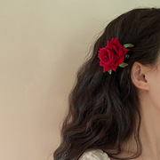 韩国东大门玫瑰花朵发夹个性，设计高级感边夹鸭嘴夹百搭发饰发饰女