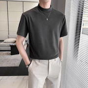 香港2024德绒白色打底衫男夏季轻熟风短袖T恤西装内搭中领半袖t桖