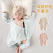 婴儿衣服宝宝冬装连体衣，纯棉打底保暖内衣，春秋双层护肚睡衣家居服