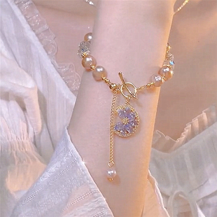 高级感轻奢紫霞仙子淡水珍珠手链女小众设计感手镯气质简显白时尚