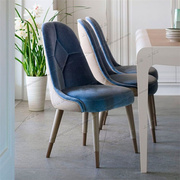 现代简约轻奢家用餐椅丝绒休闲咖啡厅椅子个性北欧时尚实木靠背椅