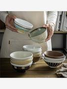 复古风米饭碗大合集家用陶瓷圆形日式小碗甜品碗餐具景德镇