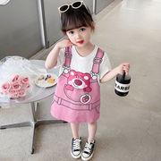 女童连衣裙夏季2024儿童，洋气女宝宝纯棉短袖，薄款韩版裙子夏装