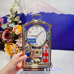 日本丽声钟表客厅欧式创意，静音座钟时，尚金银色台钟时钟4rp796复古