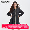 jessyline冬季女装 杰茜莱黑色气质衬衫连衣裙 345211464