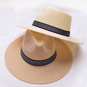 草帽子男士夏天户外太阳帽大檐防晒帽大沿钓鱼帽旅游沙滩帽遮阳帽