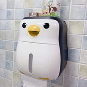 企鹅创意卫生间纸巾盒厕所置物架，卷纸抽纸盒免打孔浴室防水洗脸巾