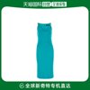 香港直邮versace女士青色，绿色绉纱连衣裙