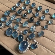 绫罗(饰品)海蓝宝石925银，镶嵌戒指吊坠女水晶饰品送女友礼物