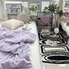 紫色浪漫主义清新羊羔绒兔兔绒，毛毯超好看柔软珊瑚绒办公室毯子