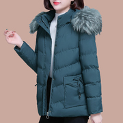 大毛领羽绒棉服女短款2023冬季连帽棉衣，保暖宽松时尚洋气外套