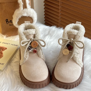 油桃yoto日系奶呼呼雪地靴女冬季可爱复古学生加绒保暖棉鞋子