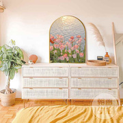 ins风法式郁金香花卉装饰画拱形卧室客厅床头柜摆件艺术墙壁挂画