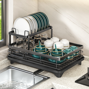 厨房碗架沥水架家用水槽置物架碗，盘架台面双层沥水篮放碗碟收纳架