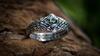 印尼Curved㊣ 手作天然宝石镶嵌复古925纯银雕刻弧形带状戒指