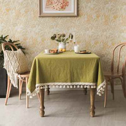 北欧简约纯色餐桌布美式桌布布艺棉麻复古日式餐布茶几长方形家用