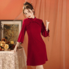 红色旗袍新中式敬酒服改良订婚礼服裙子宴会，新娘短款回门小个子女