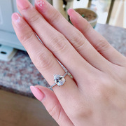 925纯银水滴梨形钻戒结婚求婚科技，钻石仿真3克拉戒指女异形小排钻
