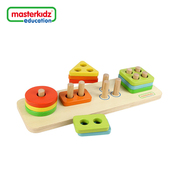 几何形状认知木质套柱香港masterkidz配对堆叠学习板嵌套积木玩具