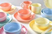 8寸彩虹色陶瓷碗盘子家用深菜盘饭碗面碗高温色釉圆形西餐盘