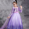 冰雪奇缘公主裙长袖女童，连衣裙紫色艾莎长裙，儿童生日表演出礼服装