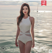 2024连体泳衣女性感，夏季海边显瘦遮肚连体，三角小胸聚拢温泉