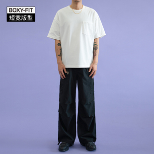 supertofu(sptf)短宽boxy-fit版型，双纱平纹270g纯色，口袋短袖t恤