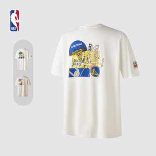 NBA球队文化系列金州勇士洛杉矶湖人宽松版白色T恤