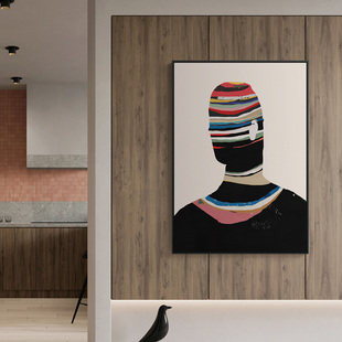 三小姐现代抽象人物艺术装饰画，工作室样板间走廊过道壁画玄关挂画