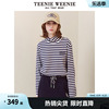 TeenieWeenie小熊春装基础款简约高领保暖条纹T恤上衣女