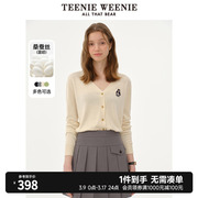 teenieweenie小熊女装2024春季桑蚕丝混纺，简约毛针织(毛针织)开衫外套