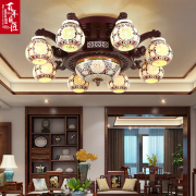 中式陶瓷吸顶灯客厅灯实木，大气复古酒店，灯具别墅大堂灯餐厅工程灯