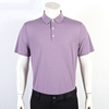金利来男装 夏季条纹商务休闲翻领紫色短袖T恤MTS21121485-36