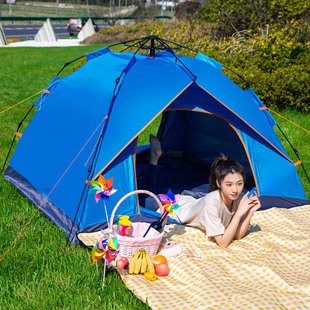 帐篷户外野营加厚全自动速开沙滩公园双2人3-4人野外露营防雨套装