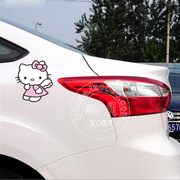 hellokitty个性卡通可爱凯蒂猫补划痕反光汽车贴纸女司机搞笑