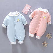 婴儿连体衣秋冬装新生儿，衣服套装男女宝宝外出夹棉薄棉0-3-6个月